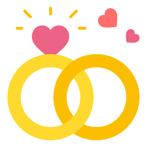 Elegant wedding rings icon symbolizing luxury wedding planning services