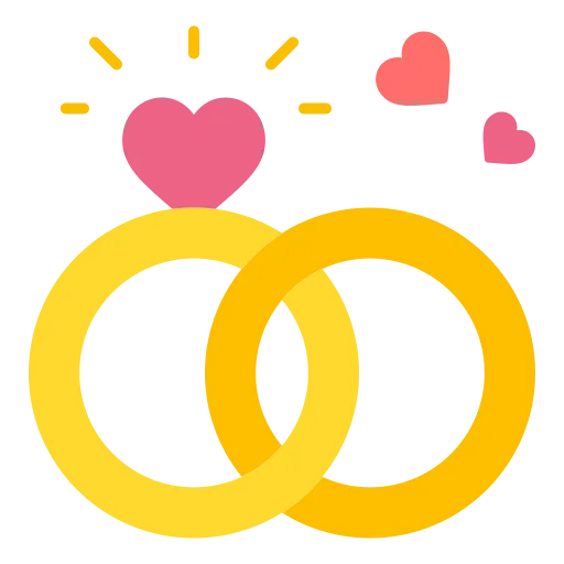 Elegant wedding rings icon symbolizing luxury wedding planning services